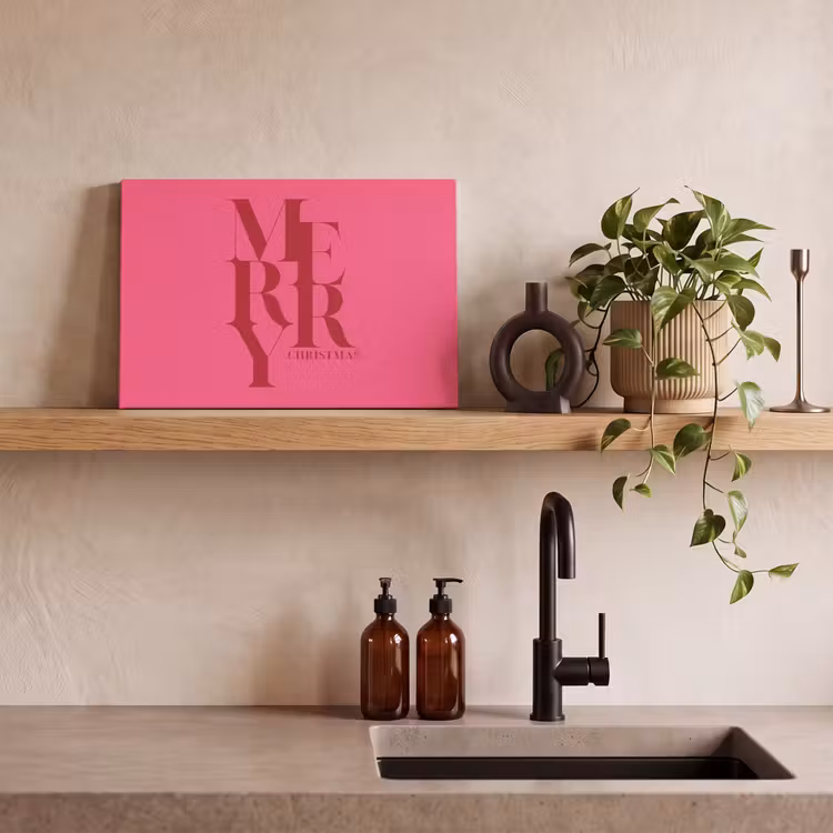 Canvas schilderij - Merry - Tekst - Kerst - Roze — 4