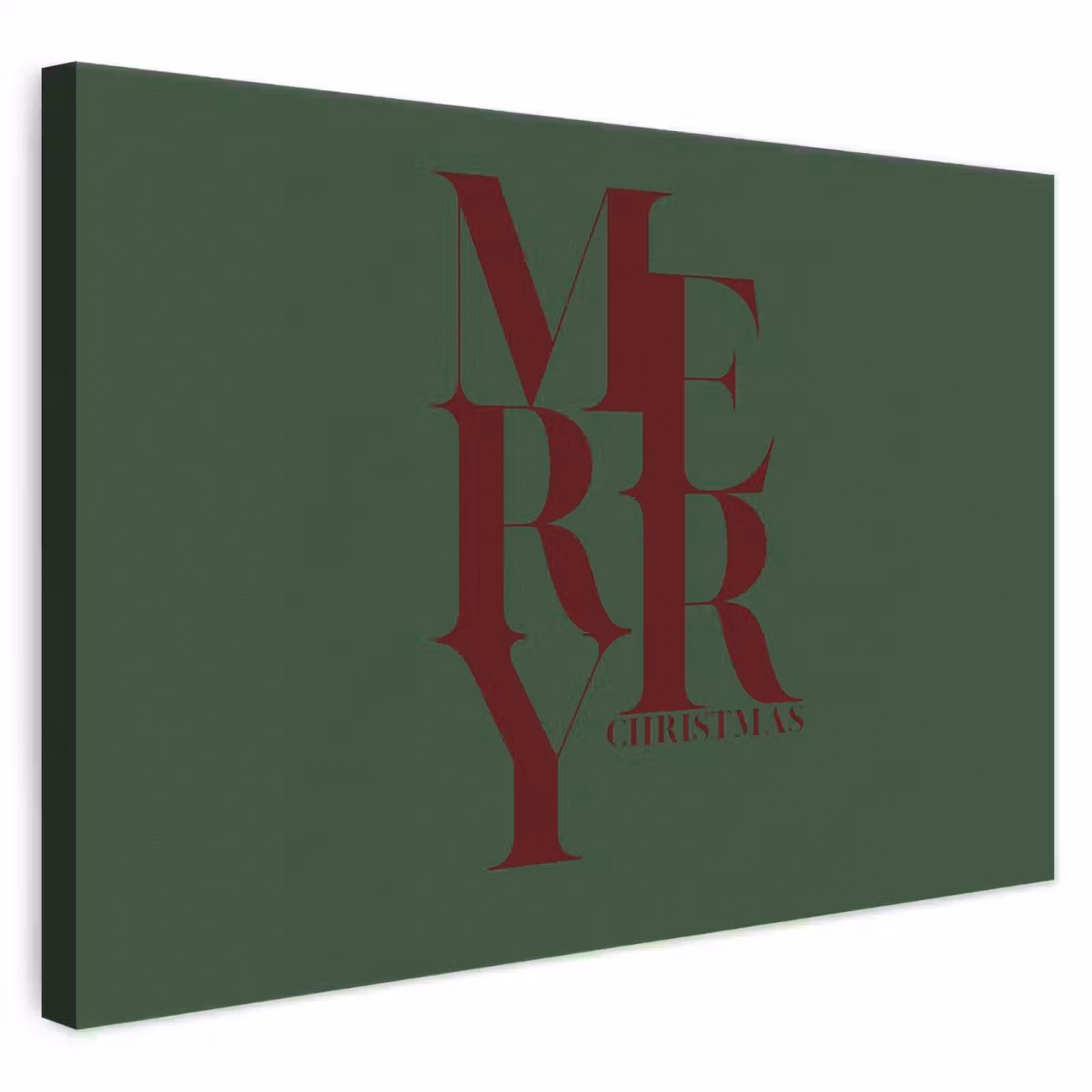 Canvas schilderij - Merry - Tekst - Groen - Kerst — 1