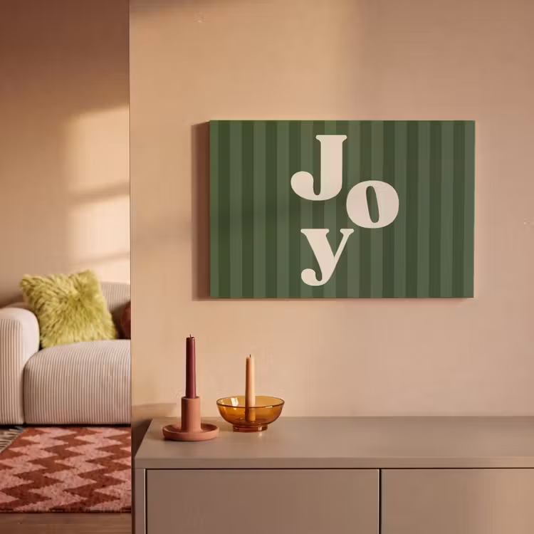 Canvas schilderij - Joy - Kerst - Tekst - Groen — 2