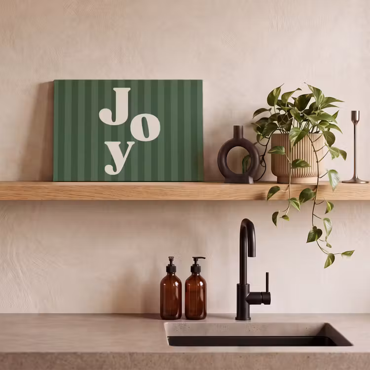 Canvas schilderij - Joy - Kerst - Tekst - Groen — 4