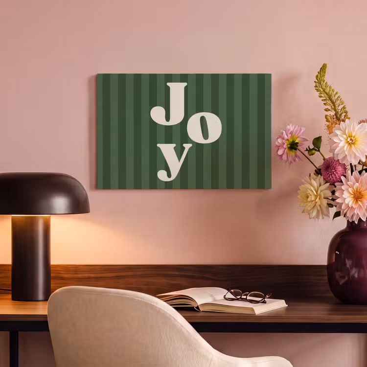 Canvas schilderij - Joy - Kerst - Tekst - Groen — 6