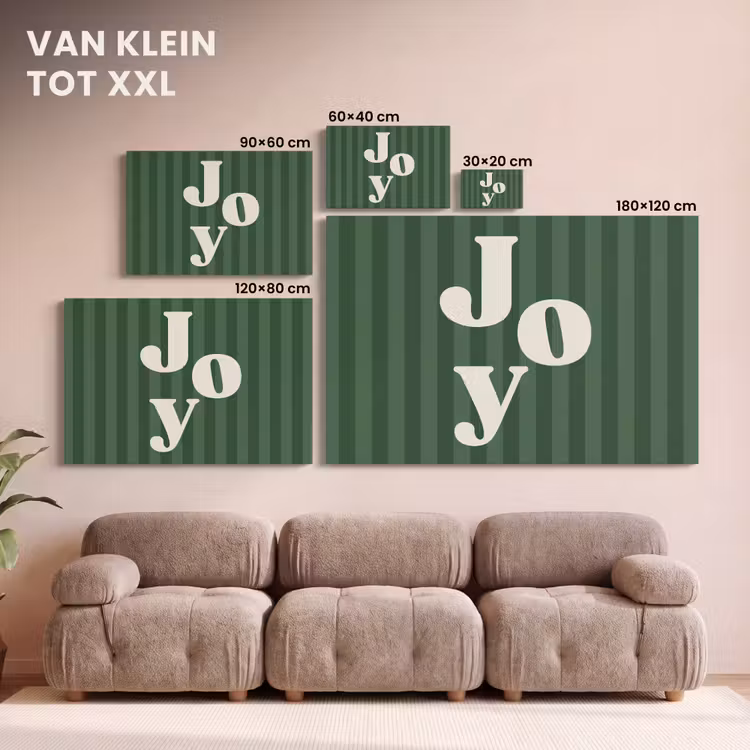 Canvas schilderij - Joy - Kerst - Tekst - Groen — 8