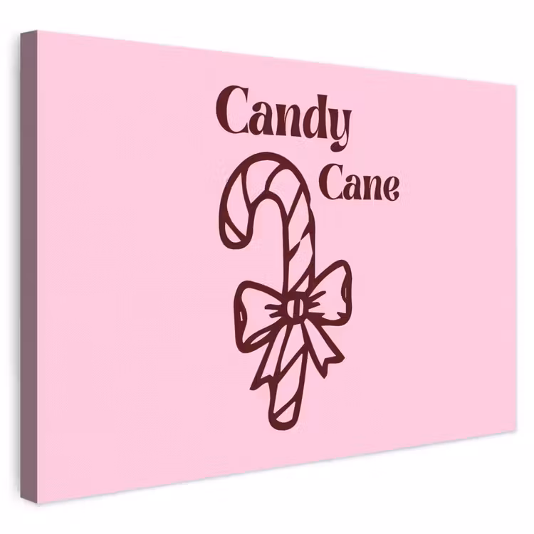 Canvas schilderij - Kerst - Snoep - Tekst - Bruin - Roze — 1