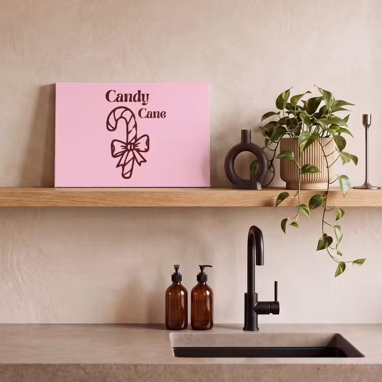 Canvas schilderij - Kerst - Snoep - Tekst - Bruin - Roze — 4