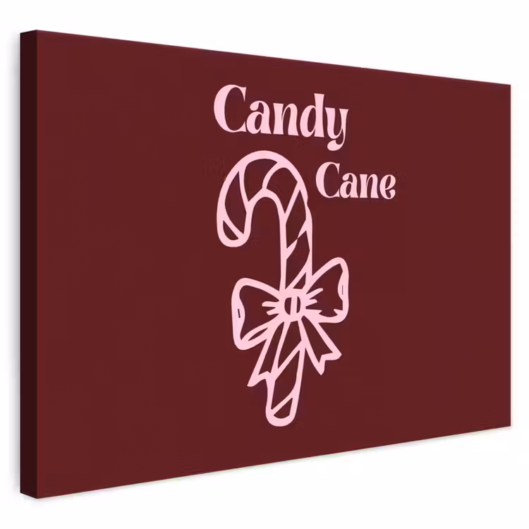 Canvas schilderij - Kerst - Snoep - Tekst - Roze — 1
