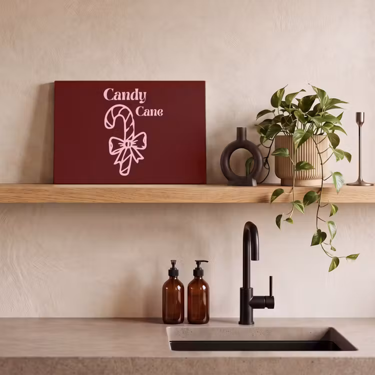 Canvas schilderij - Kerst - Snoep - Tekst - Roze — 4