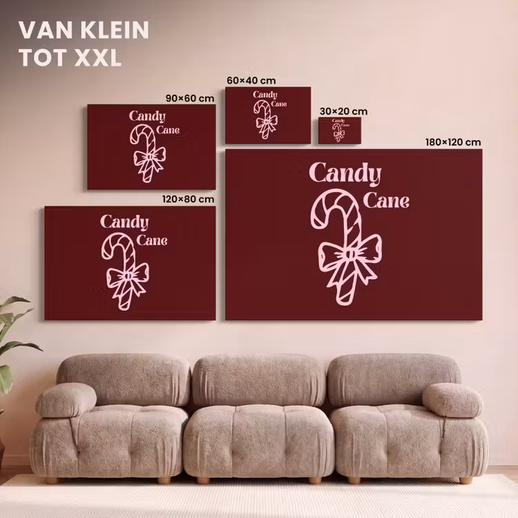 Canvas schilderij - Kerst - Snoep - Tekst - Roze — 8