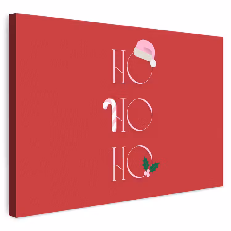 Canvas schilderij - Kerst - Tekst - illustratie - Rood — 1
