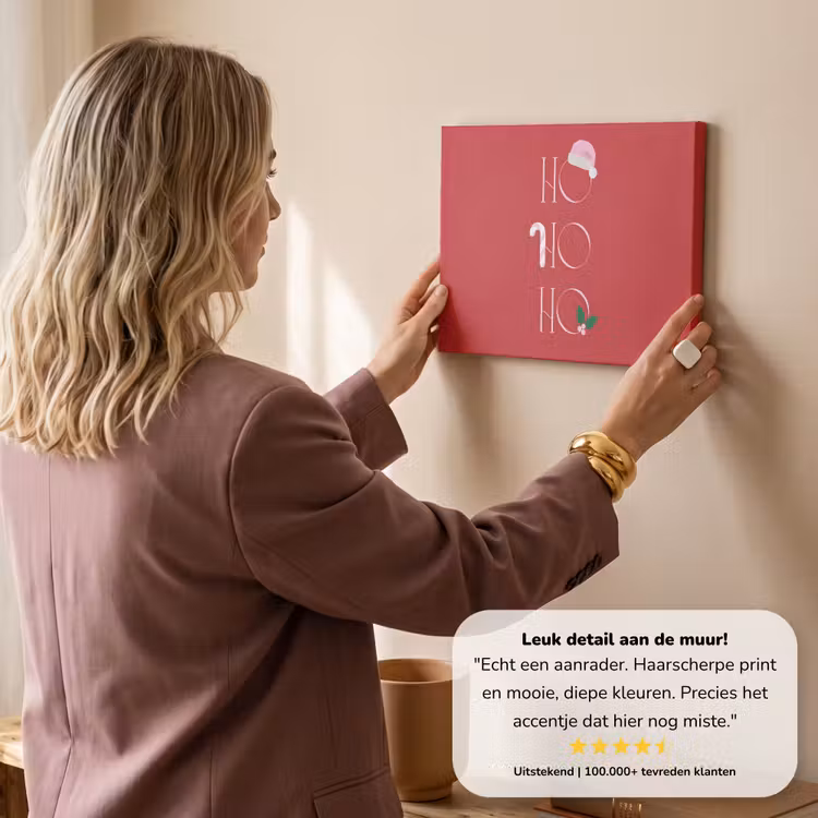 Canvas schilderij - Kerst - Tekst - illustratie - Rood — 3