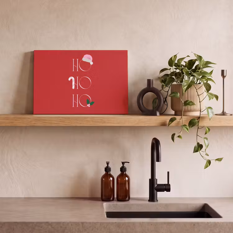 Canvas schilderij - Kerst - Tekst - illustratie - Rood — 4