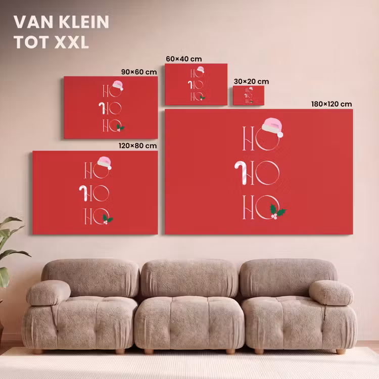 Canvas schilderij - Kerst - Tekst - illustratie - Rood — 8