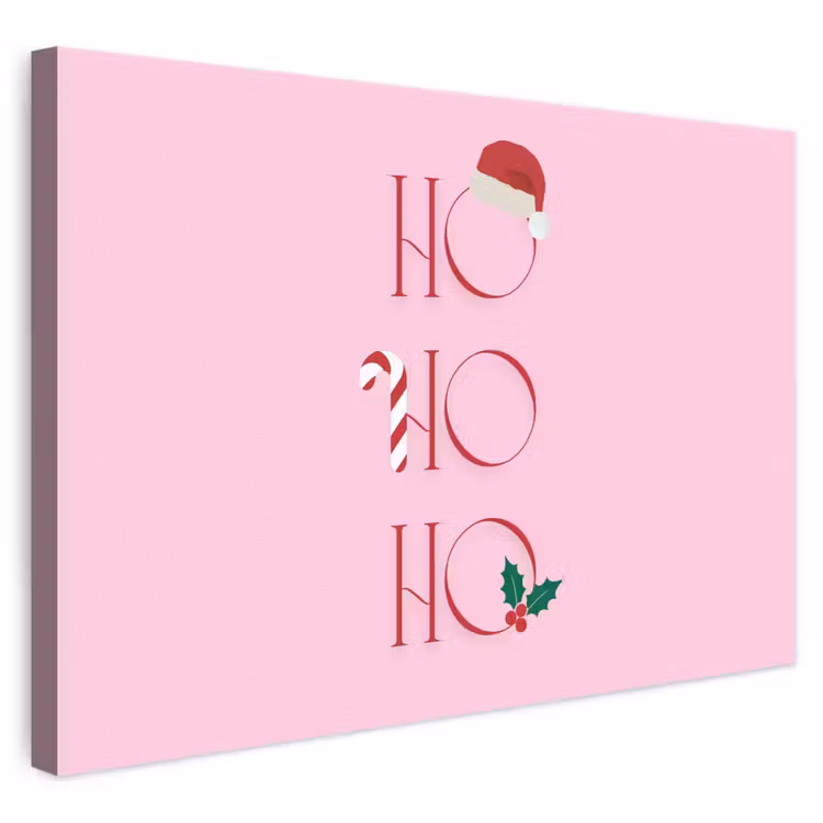Canvas schilderij - Kerst - Tekst - Roze - Illustratie — 1