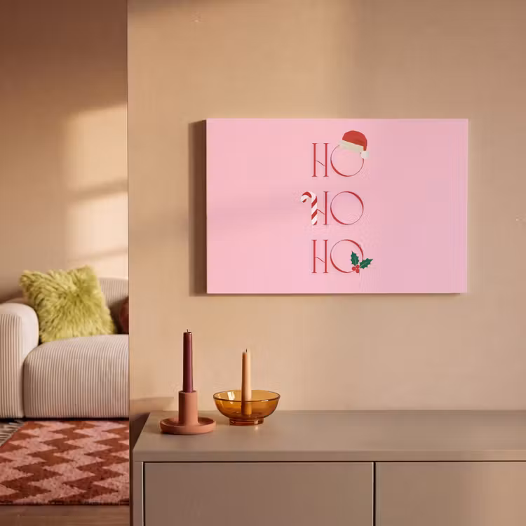 Canvas schilderij - Kerst - Tekst - Roze - Illustratie — 2