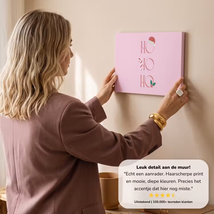 Canvas schilderij - Kerst - Tekst - Roze - Illustratie — 3