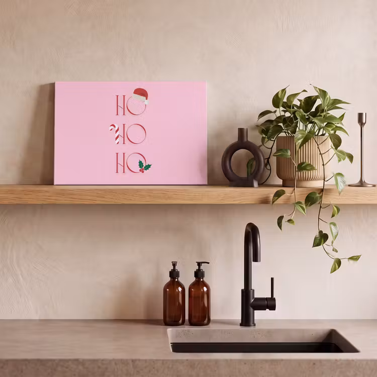 Canvas schilderij - Kerst - Tekst - Roze - Illustratie — 4