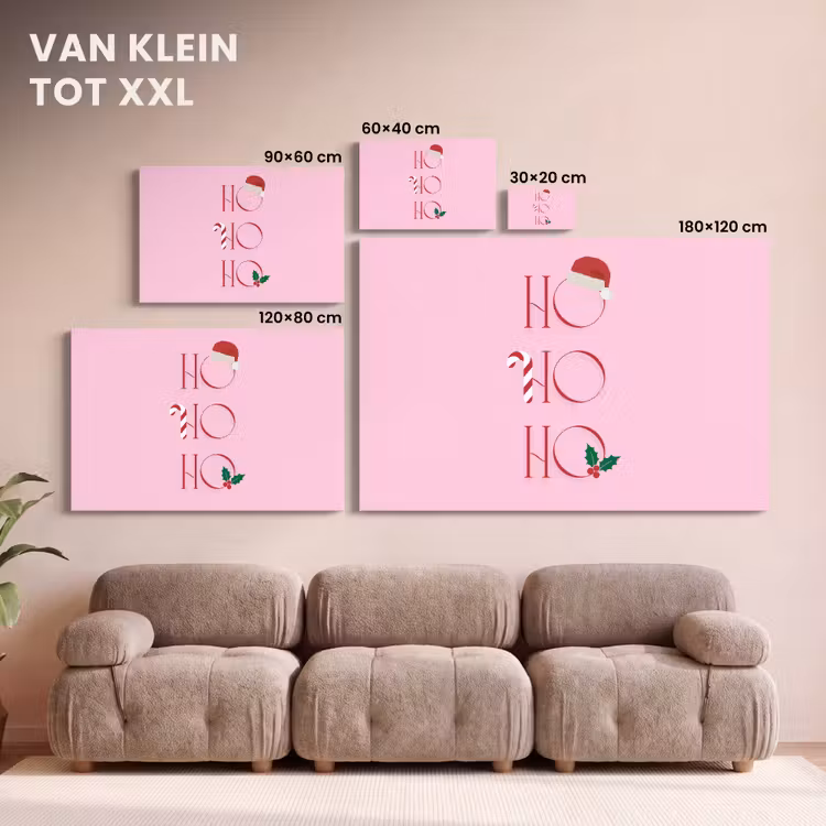 Canvas schilderij - Kerst - Tekst - Roze - Illustratie — 8