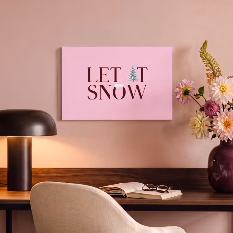 Canvas schilderij - Kerst - Tekst - Sneeuw - Roze — 6