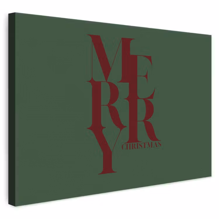Canvas schilderij - Merry - Tekst - Groen - Kerst — 1