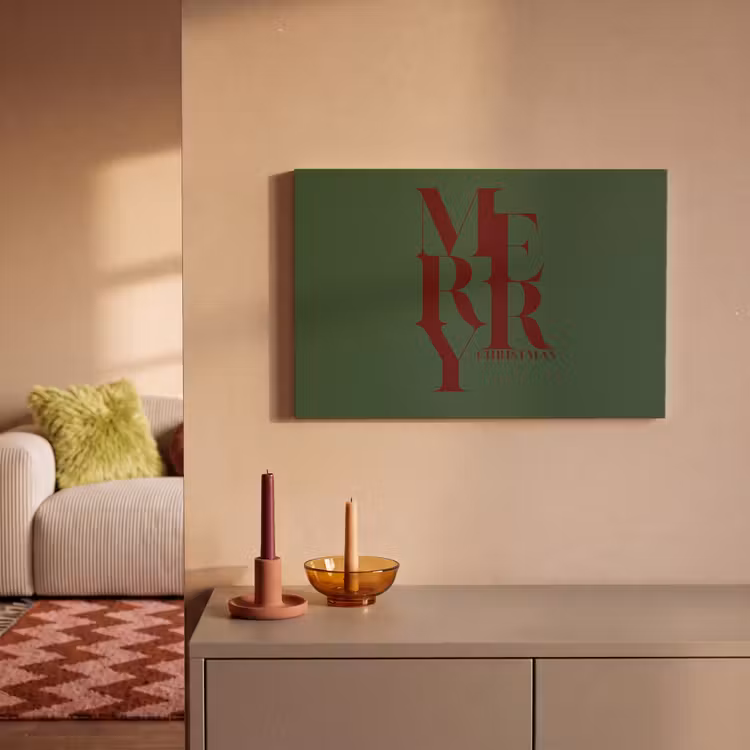 Canvas schilderij - Merry - Tekst - Groen - Kerst — 2