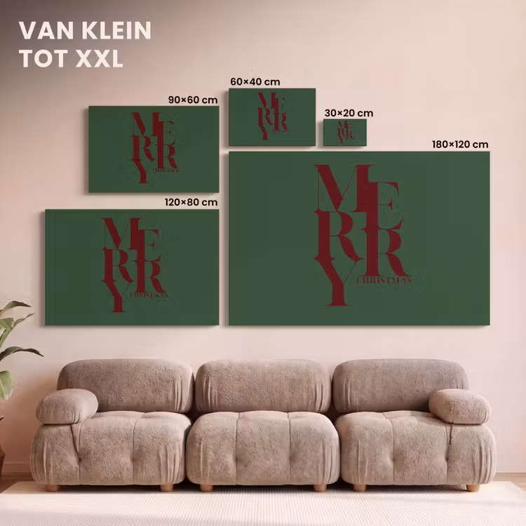 Canvas schilderij - Merry - Tekst - Groen - Kerst — 8