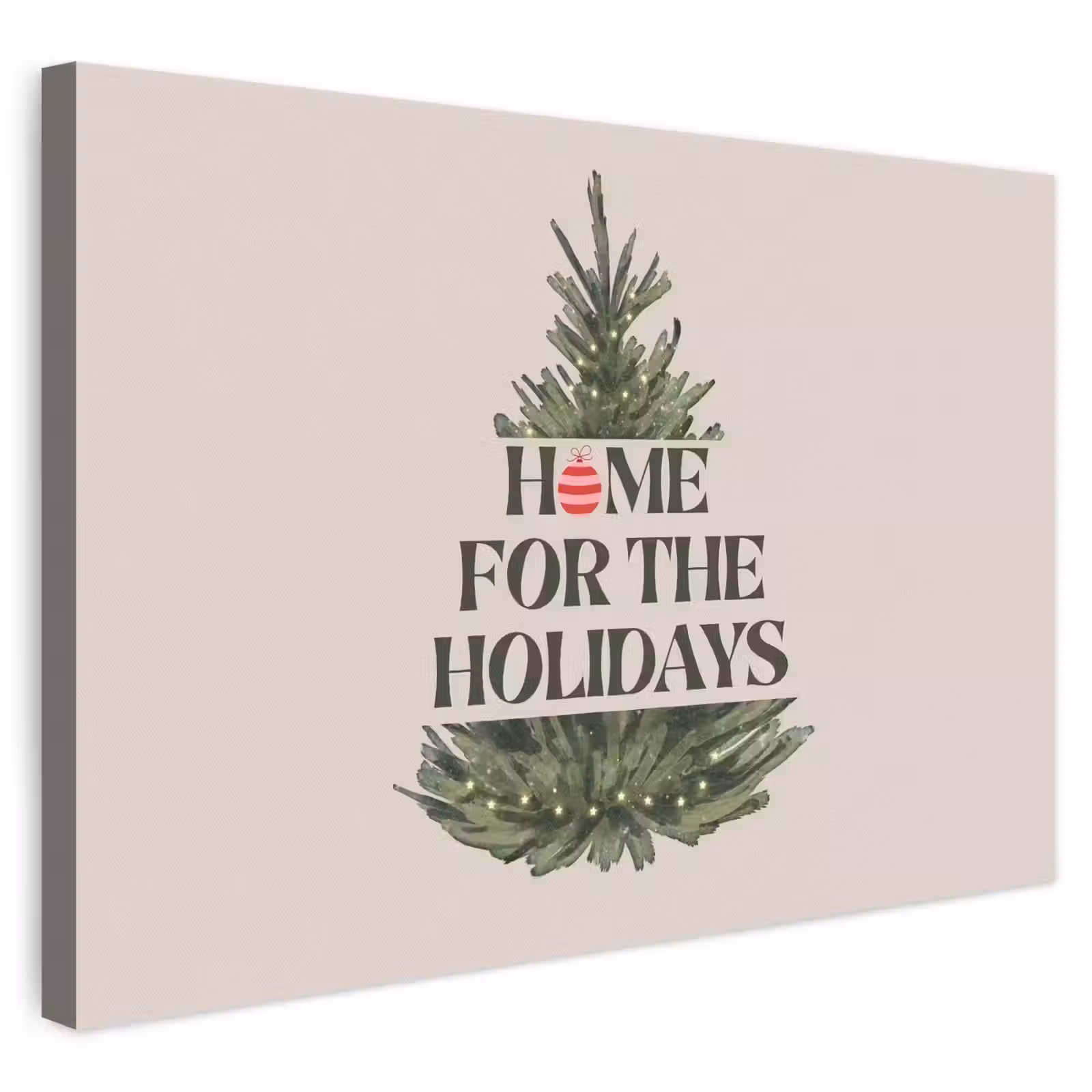 Canvas schilderij - Kerst - Tekst - Kerstboom - Beige — 1
