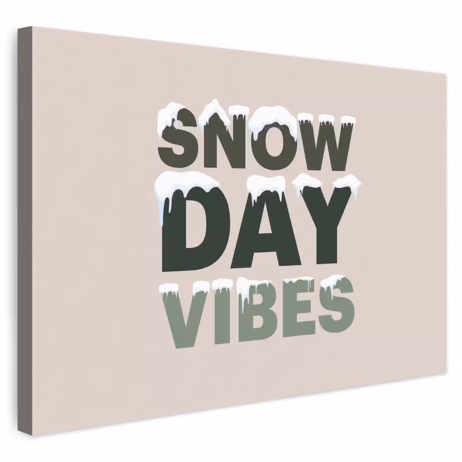 Canvas schilderij - Sneeuw - Tekst - Kerst - Beige — 1