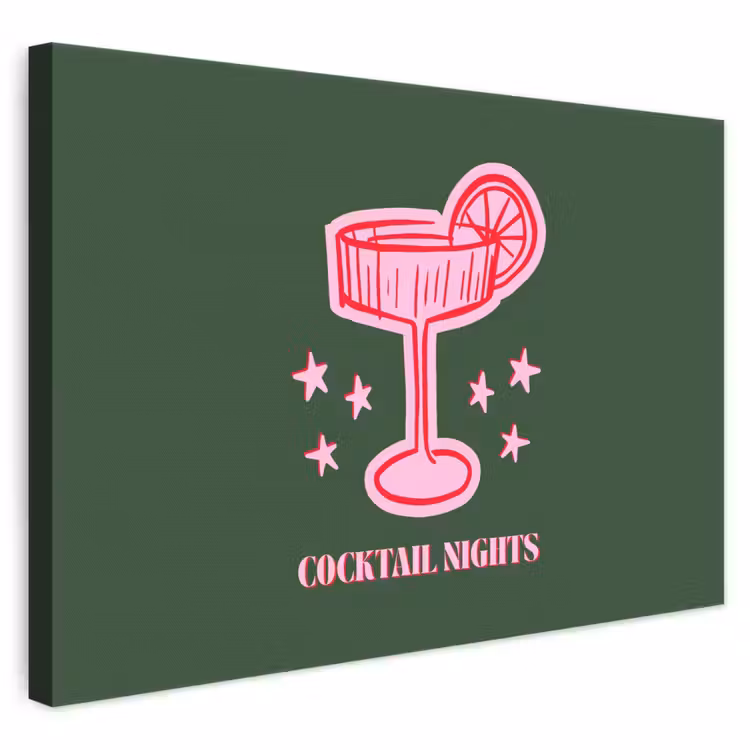 Canvas schilderij - Cocktail - Kerst - Roze - Groen — 1