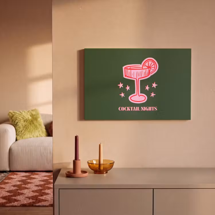 Canvas schilderij - Cocktail - Kerst - Roze - Groen — 2