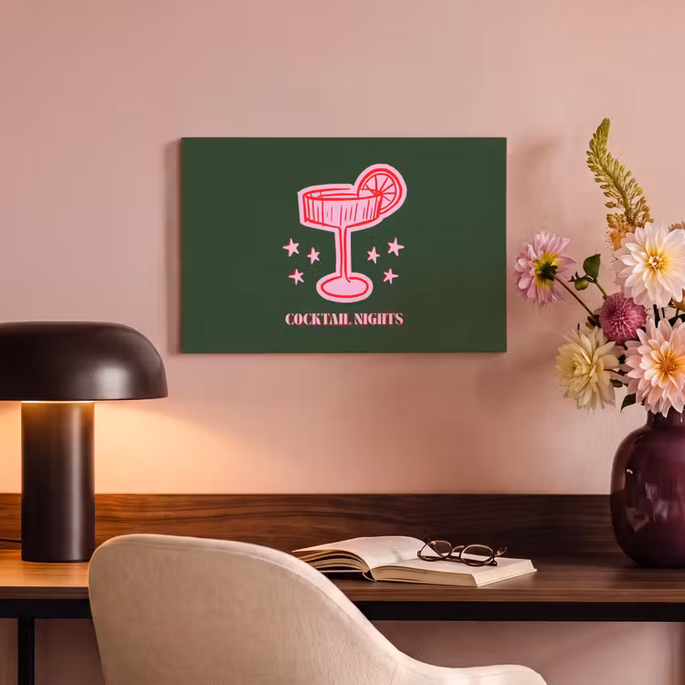 Canvas schilderij - Cocktail - Kerst - Roze - Groen — 6