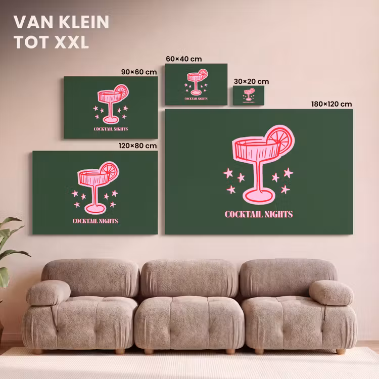 Canvas schilderij - Cocktail - Kerst - Roze - Groen — 8