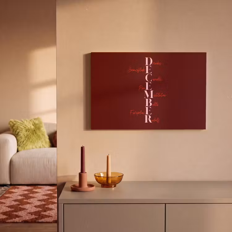 Canvas schilderij - December - Tekst - Kerst - Burgundy — 2