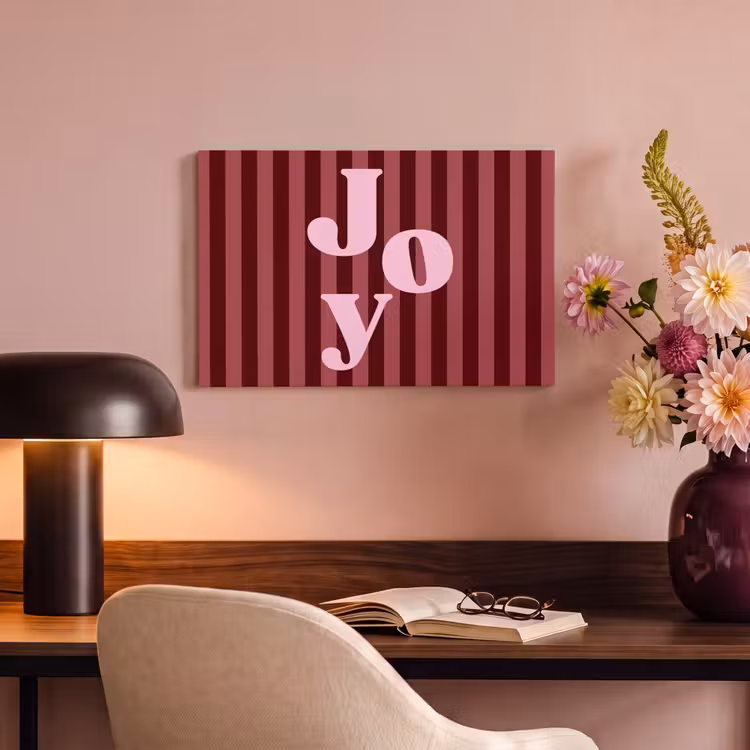 Canvas schilderij - Joy - Kerst - Tekst - Roze — 6