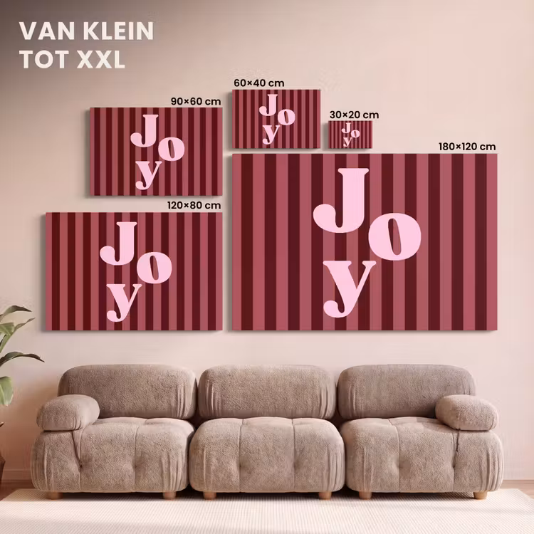 Canvas schilderij - Joy - Kerst - Tekst - Roze — 8