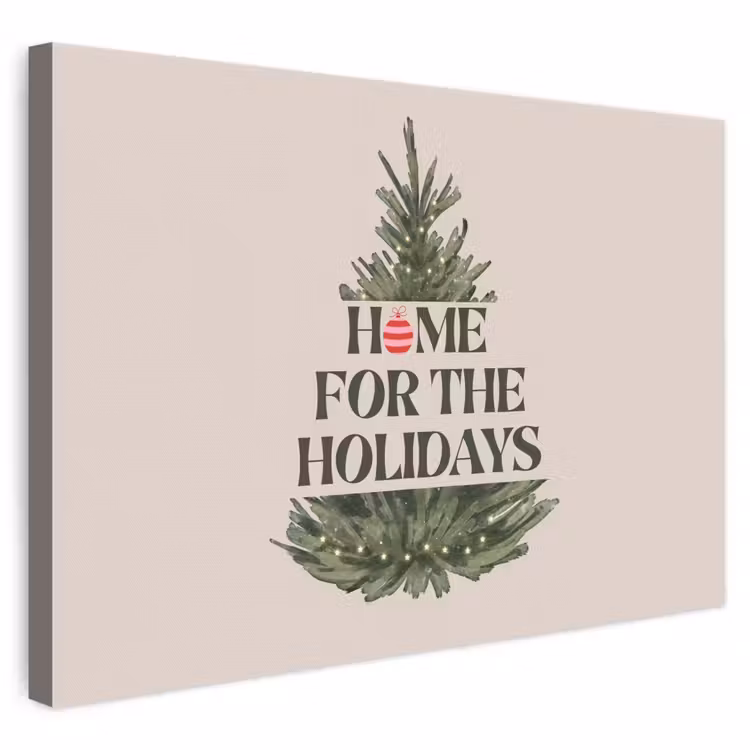 Canvas schilderij - Kerst - Tekst - Kerstboom - Beige — 1