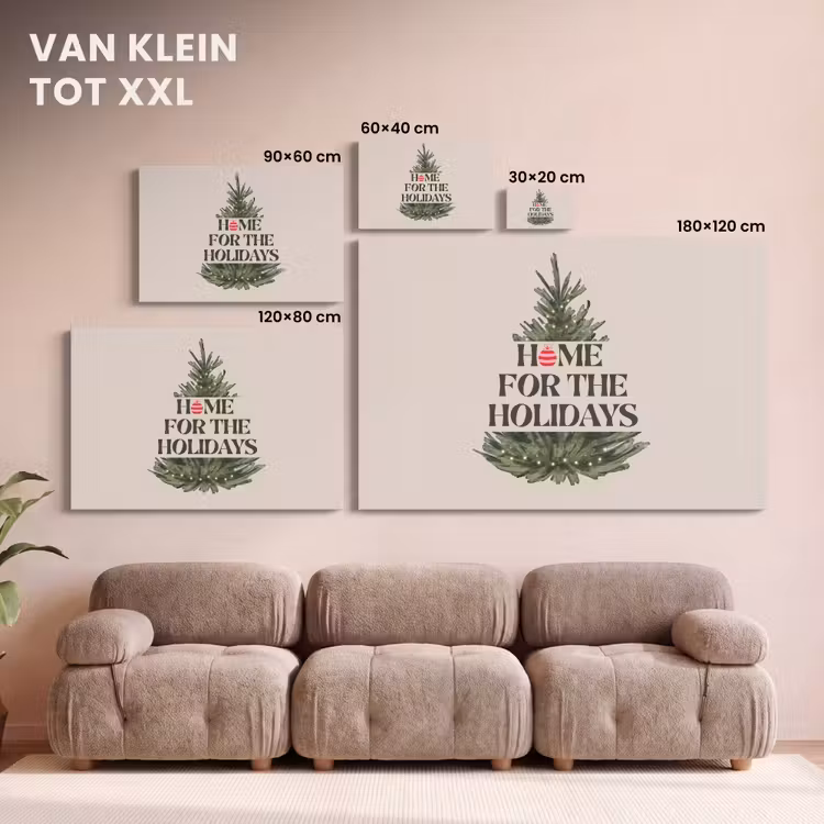 Canvas schilderij - Kerst - Tekst - Kerstboom - Beige — 8