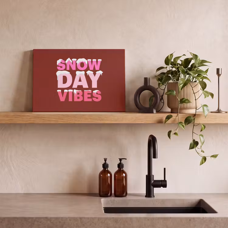 Canvas schilderij - Kerst - Tekst - Sneeuw - Rood - Roze — 4