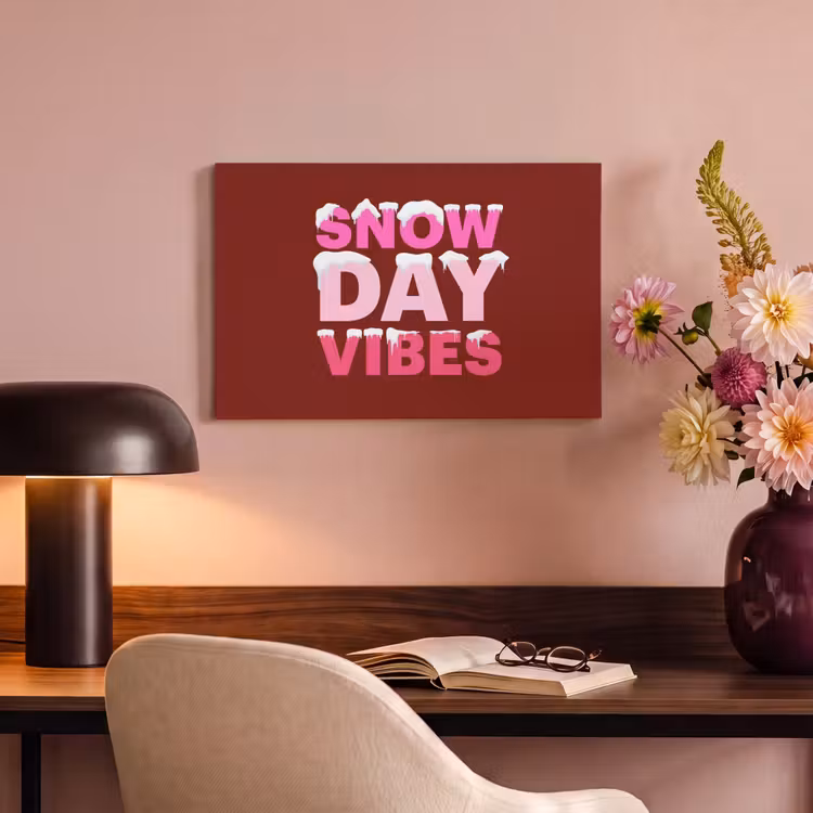 Canvas schilderij - Kerst - Tekst - Sneeuw - Rood - Roze — 6