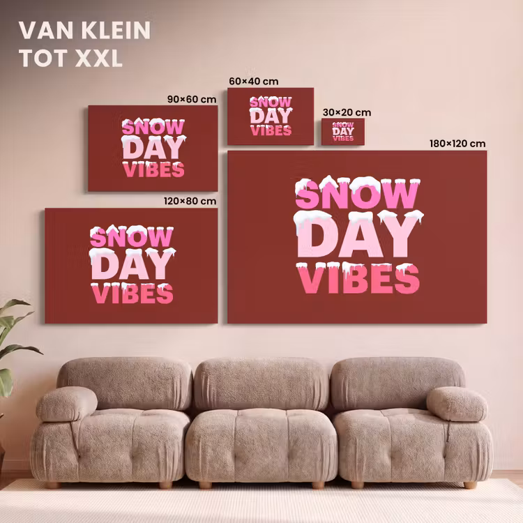 Canvas schilderij - Kerst - Tekst - Sneeuw - Rood - Roze — 8