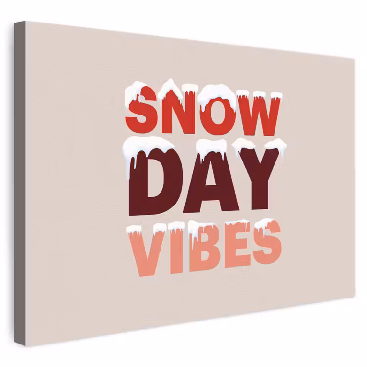 Canvas schilderij - Sneeuw - Kerst - Tekst - Rood — 1