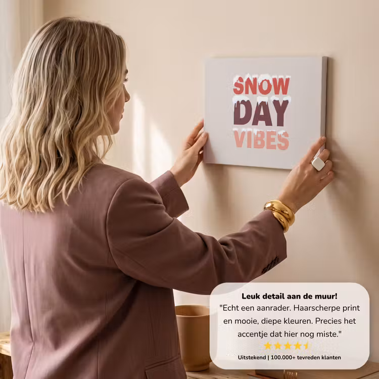 Canvas schilderij - Sneeuw - Kerst - Tekst - Rood — 3