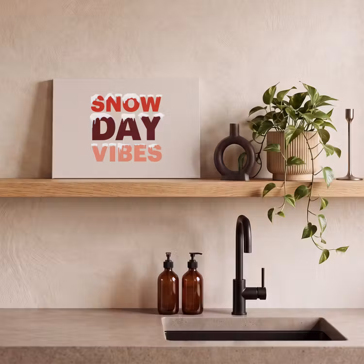 Canvas schilderij - Sneeuw - Kerst - Tekst - Rood — 4