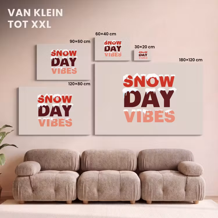Canvas schilderij - Sneeuw - Kerst - Tekst - Rood — 8