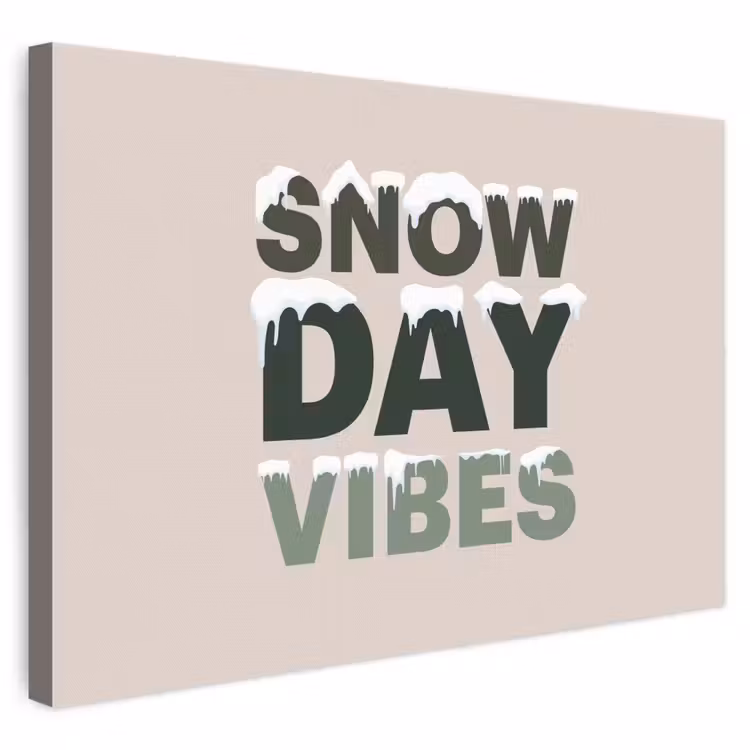 Canvas schilderij - Sneeuw - Tekst - Kerst - Beige — 1