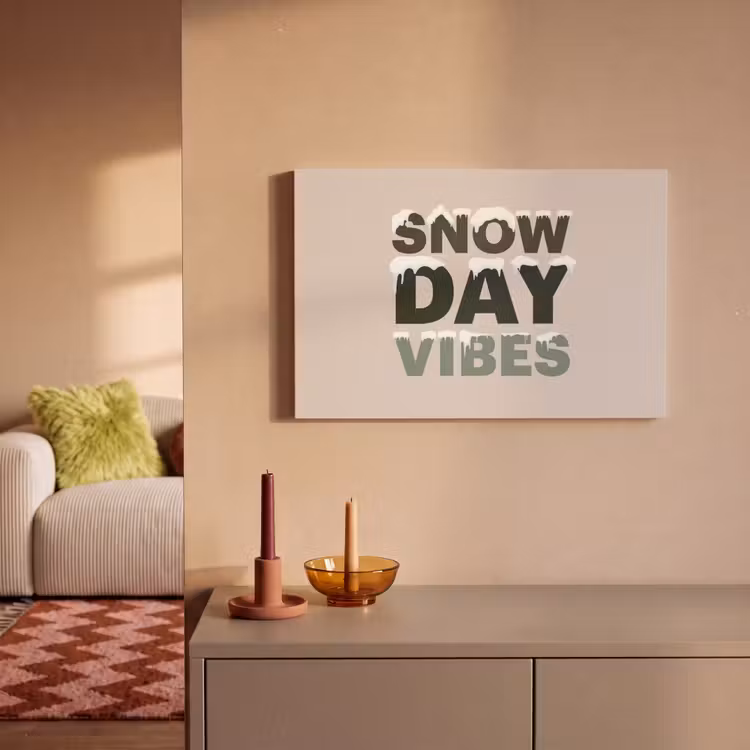Canvas schilderij - Sneeuw - Tekst - Kerst - Beige — 2