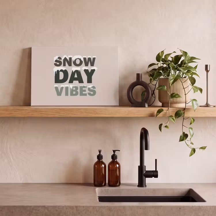 Canvas schilderij - Sneeuw - Tekst - Kerst - Beige — 4