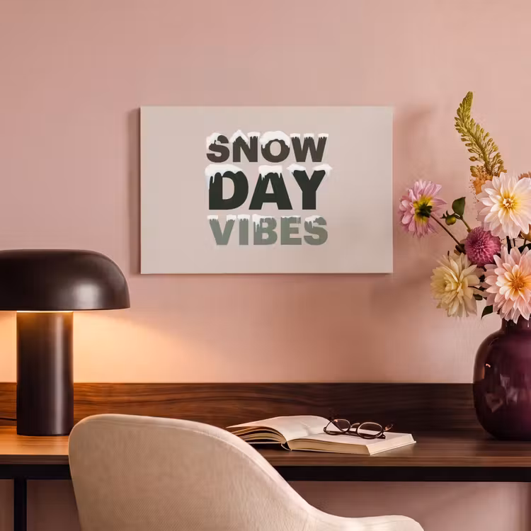 Canvas schilderij - Sneeuw - Tekst - Kerst - Beige — 6