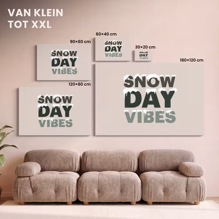 Canvas schilderij - Sneeuw - Tekst - Kerst - Beige — 8