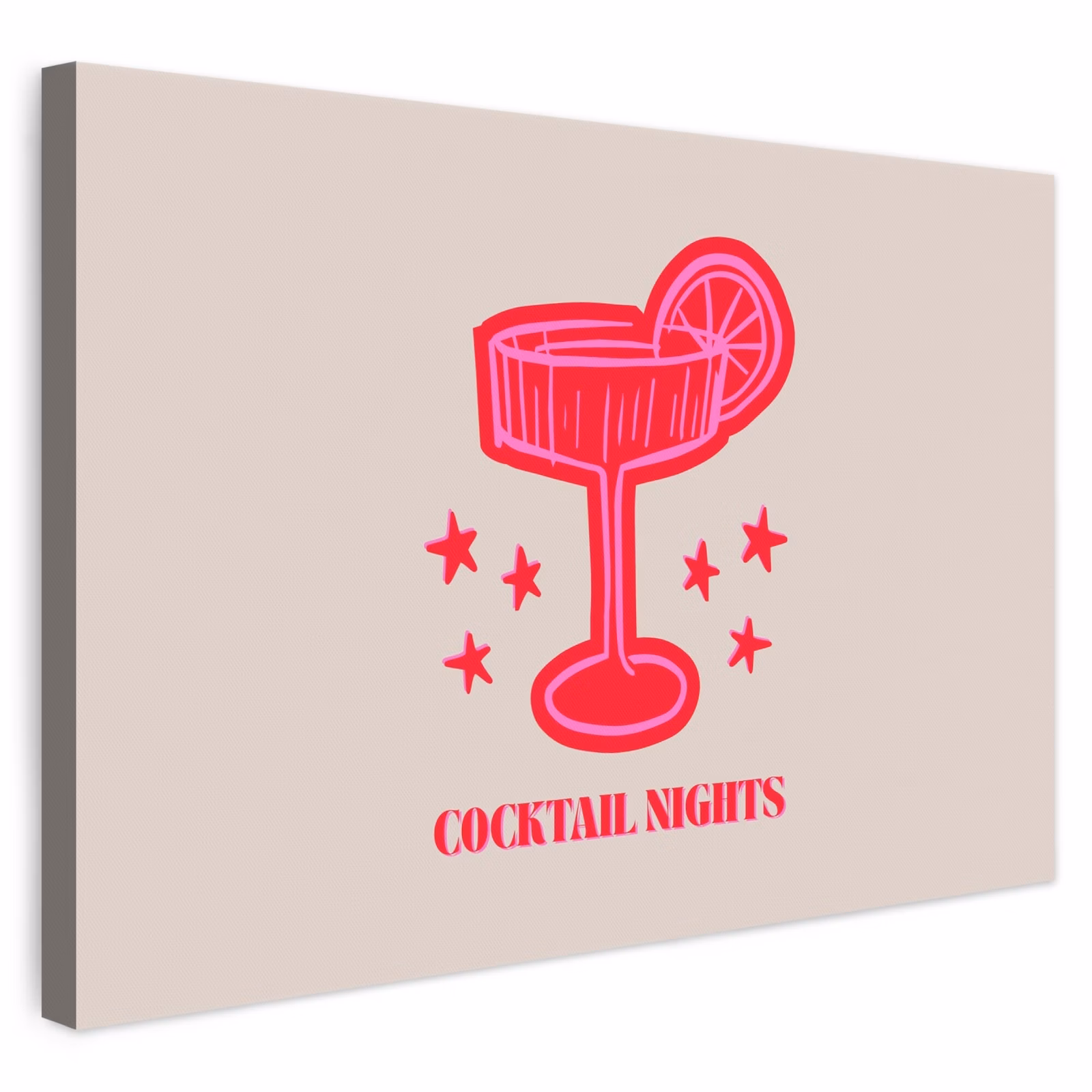 Canvas schilderij - Cocktail - Kerst - Beige - Roze — 1