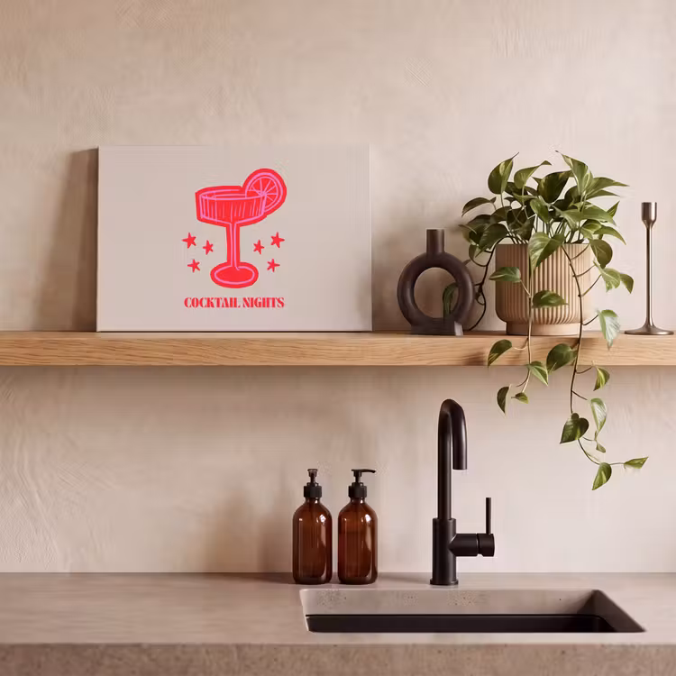 Canvas schilderij - Cocktail - Kerst - Beige - Roze — 4
