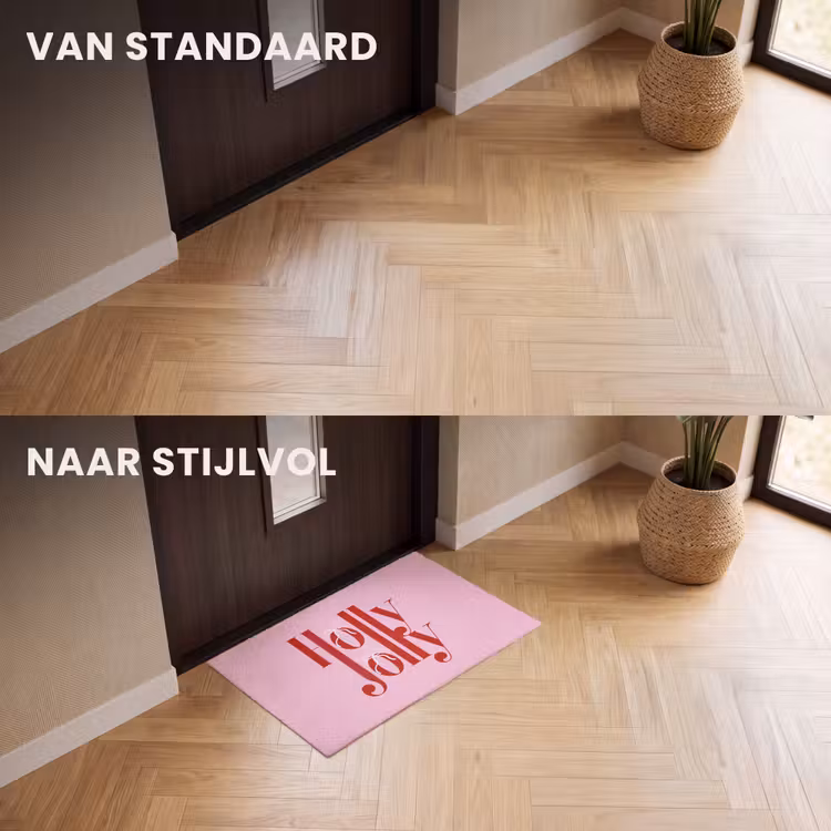 Deurmat - Kerst - Tekst - Rood - Roze — 3